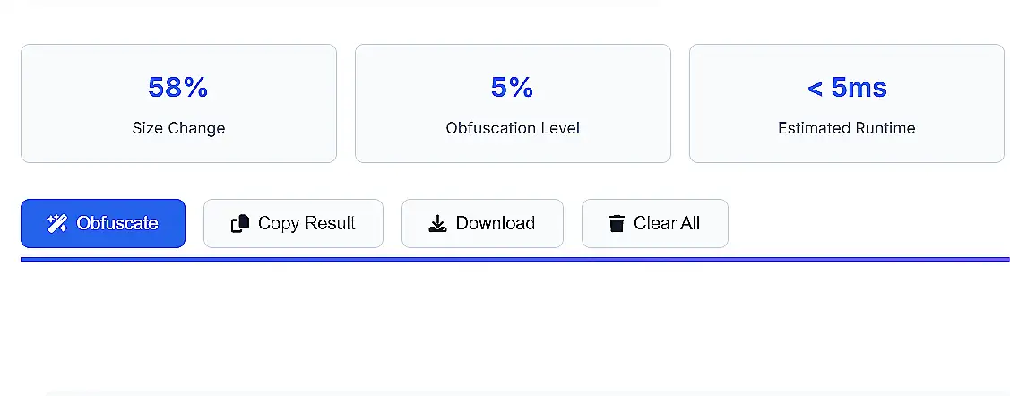 Click obfuscate button to transform code